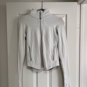 White Lulu Lemon Zip Up Fitted Jacket